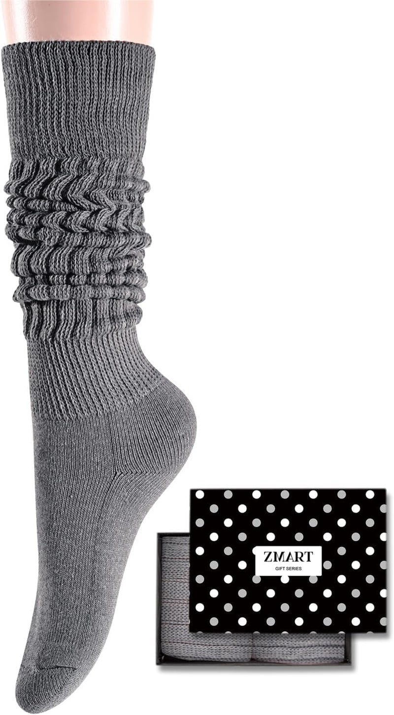 Zmart Women Slouch Socks - Cozy Scrunch Socks, 80s Style in White, Black, Orange & Cream - Image 1